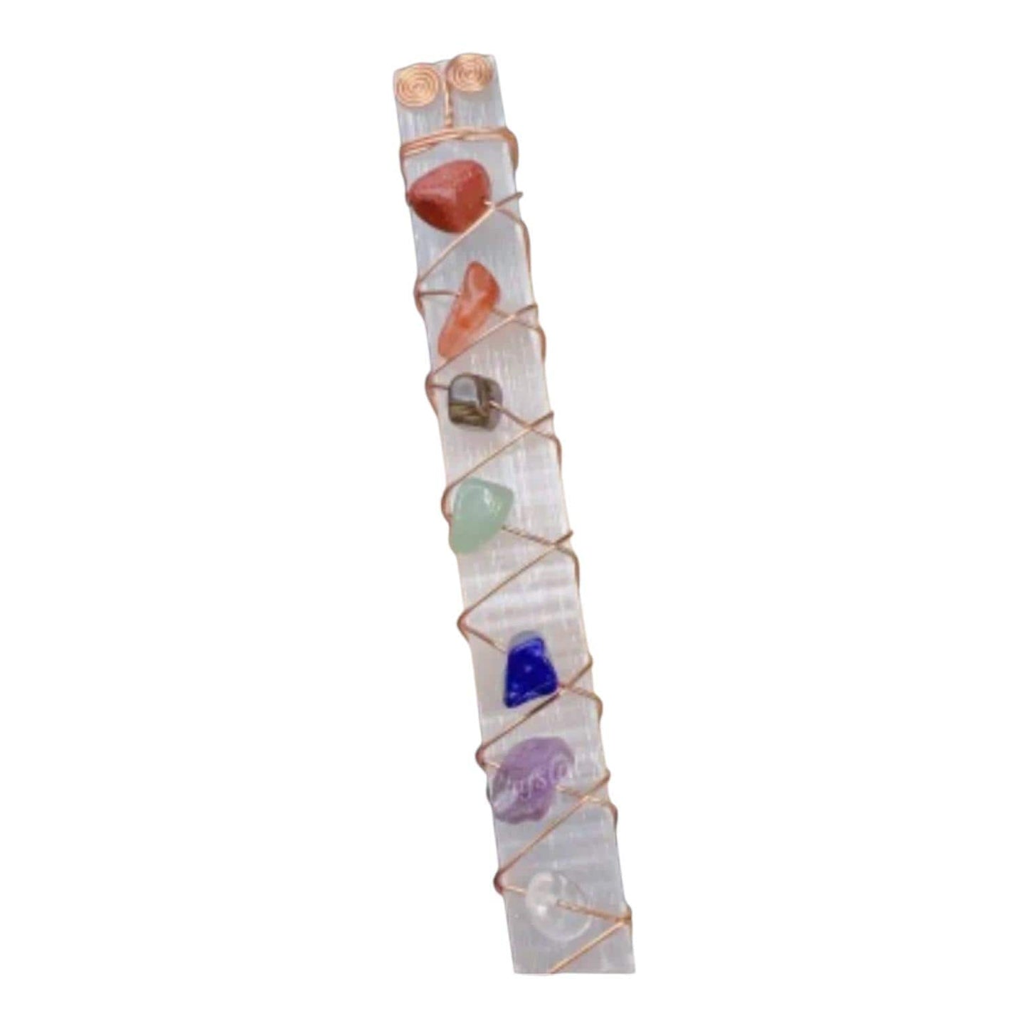 7 Chakra Selenite Wand – Crystal Chip Healing Stick