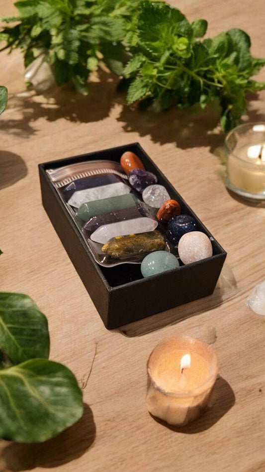 Chakra Crystal Healing Set: Tumbled Stones and Chakra Wands