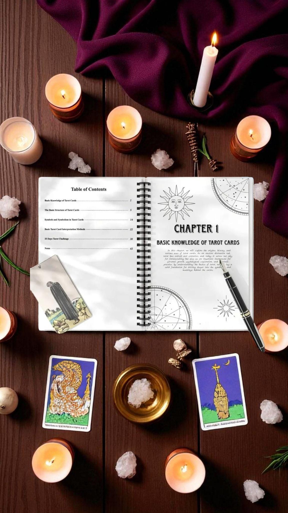 33-Day Tarot Challenge Journal – A5 Guided Workbook