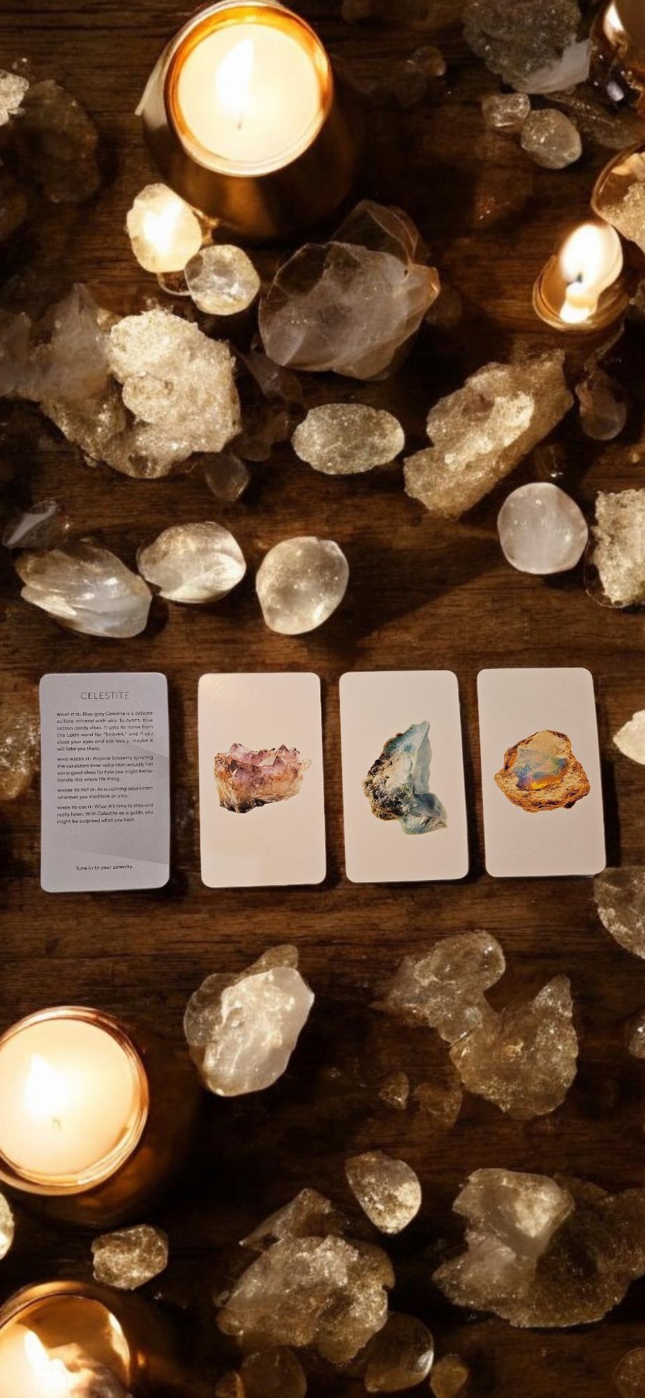 78-Card Crystals Oracle Tarot Deck for Insight and Guidance, Premium Paper Material, Spiritual Tool for Meditation and Healing