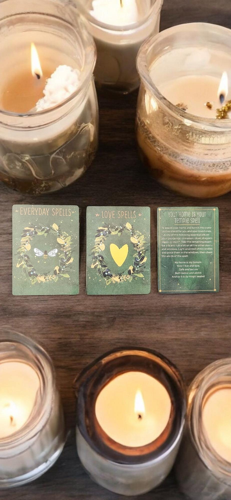 100pcs Practical Witch's Spell Deck - Divination Cards for Love, Happiness & Success - Golden Green Witch Oracle Deck for Beginners