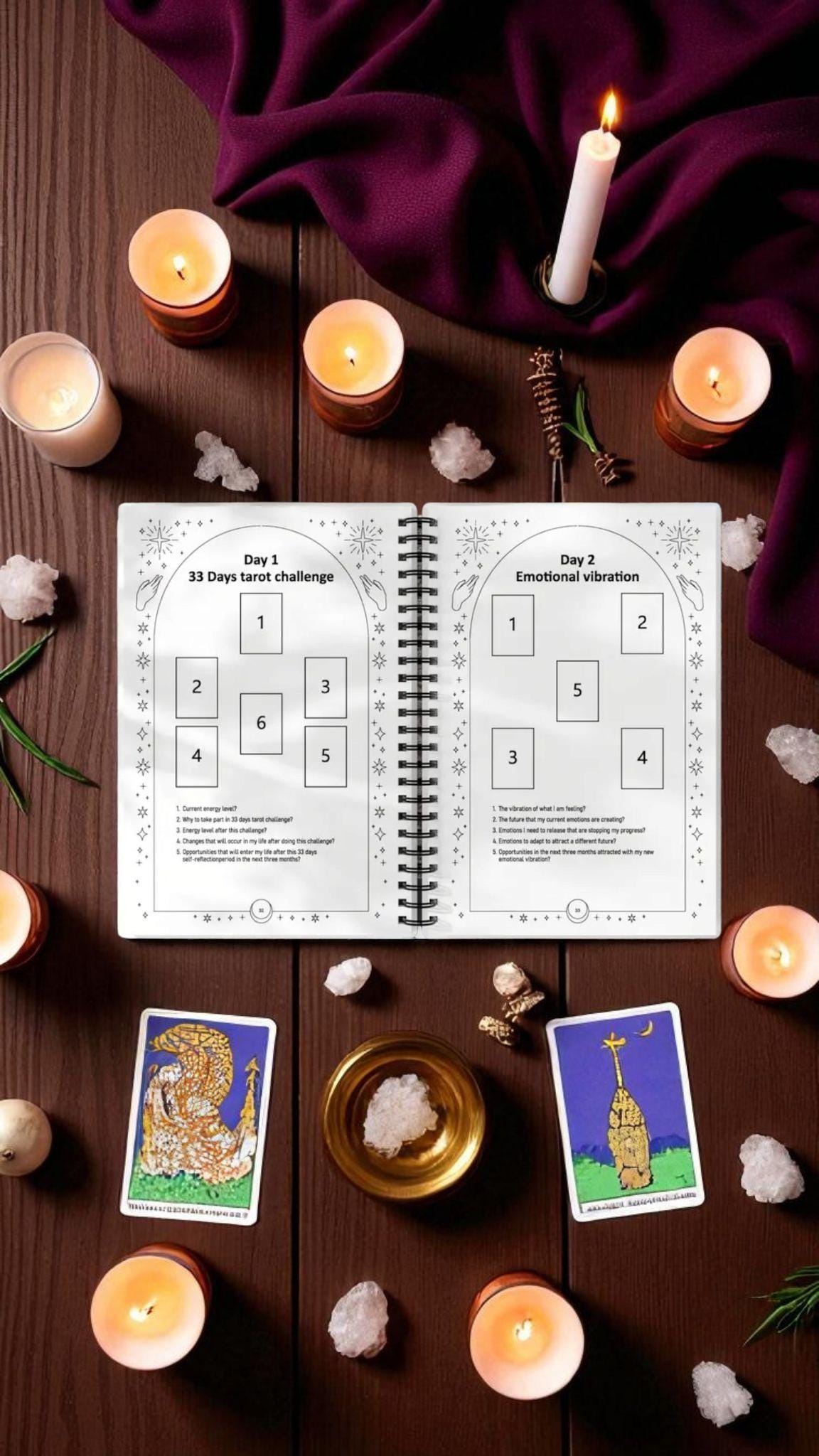 33-Day Tarot Challenge Journal – A5 Guided Workbook