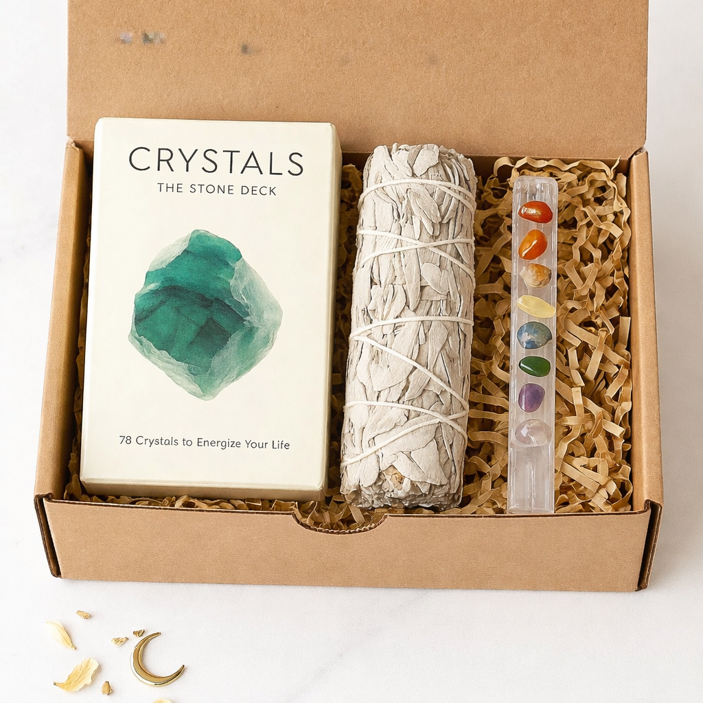 Crystal Energy Ritual Gift Box | Crystal Healing & Sage Cleansing Set