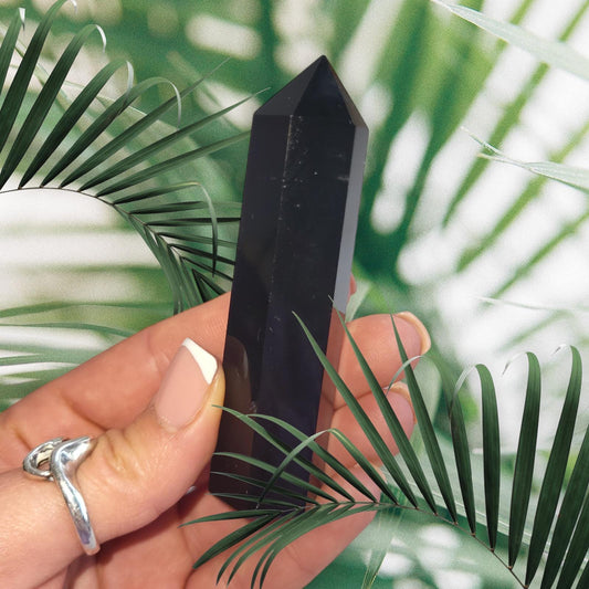 Natural GRADE A++ BLACK OBSIDIAN Crystal Tower/Wand 1pcs. Gemstone, Healing, Spiritual, Chakra, Gift, Home Decor